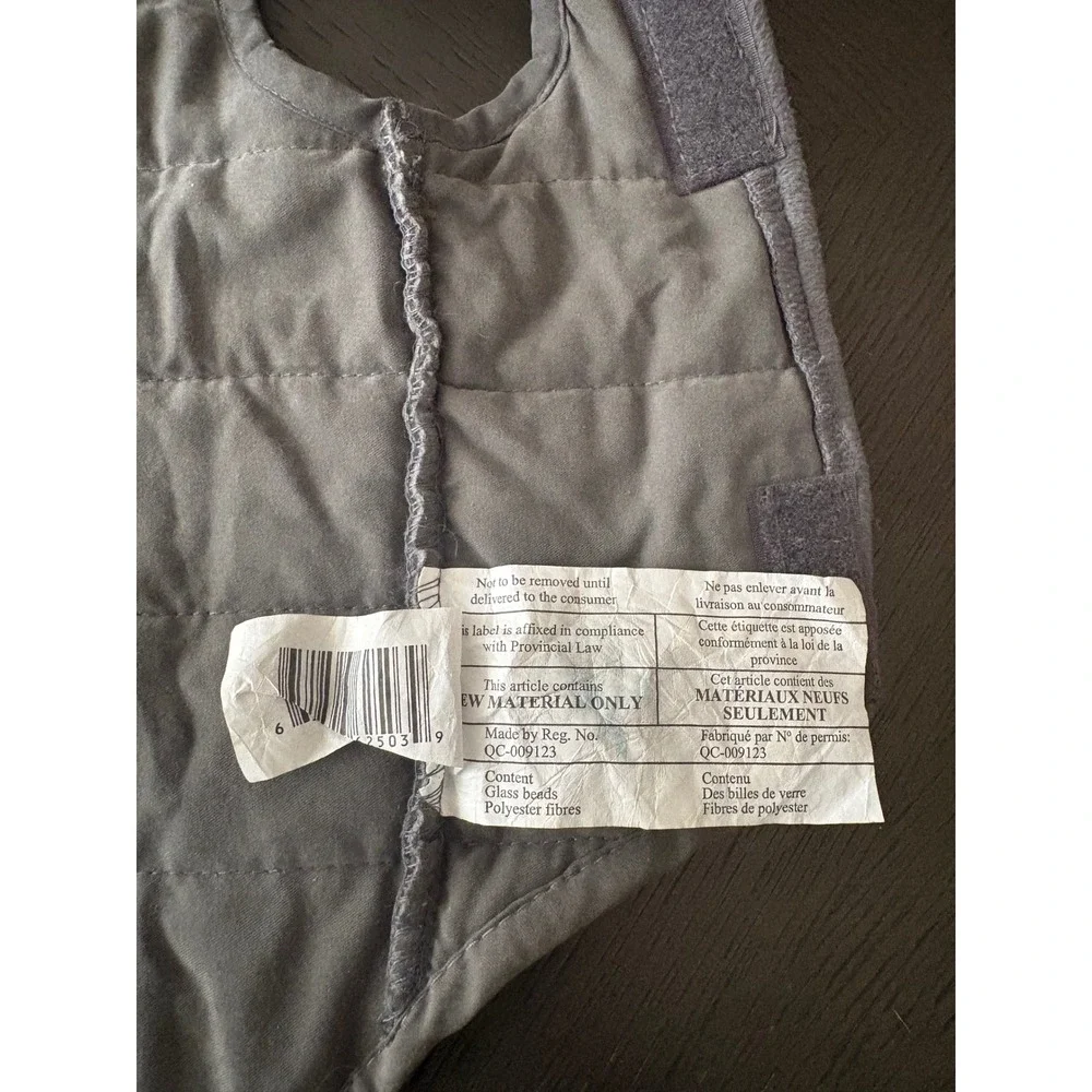 Weighted Quilted Dog Vest Gray Plush Calming Pet Jacket Glass Bead Fill RN100350